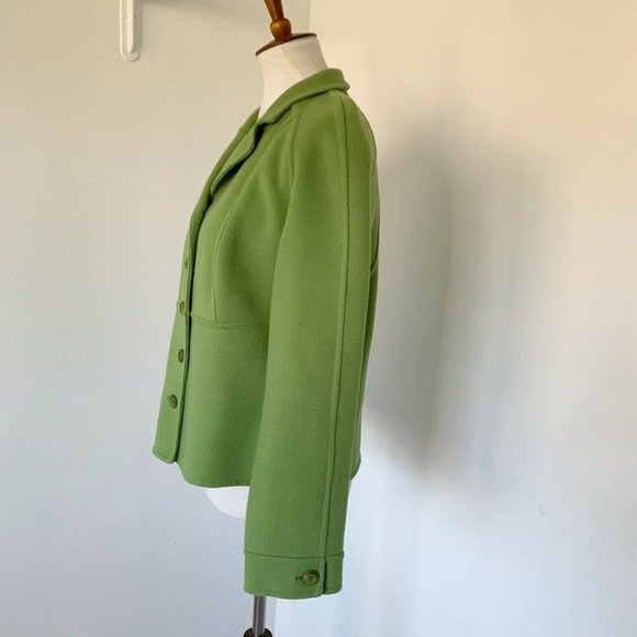 Etcetera Women’s Wool Blend Blazer Jacket Green Button Front 14 L Casual Career - Picture 6 of 11